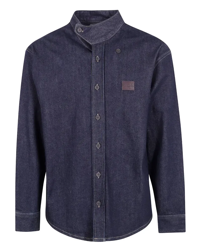 Emporio Armani Jeanshemd mit Stehkragen - Blau Blau