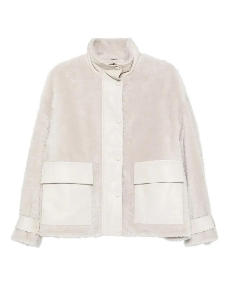 Emporio Armani Shearling-Jacke mit aufgesetzten Taschen - Nude Nude