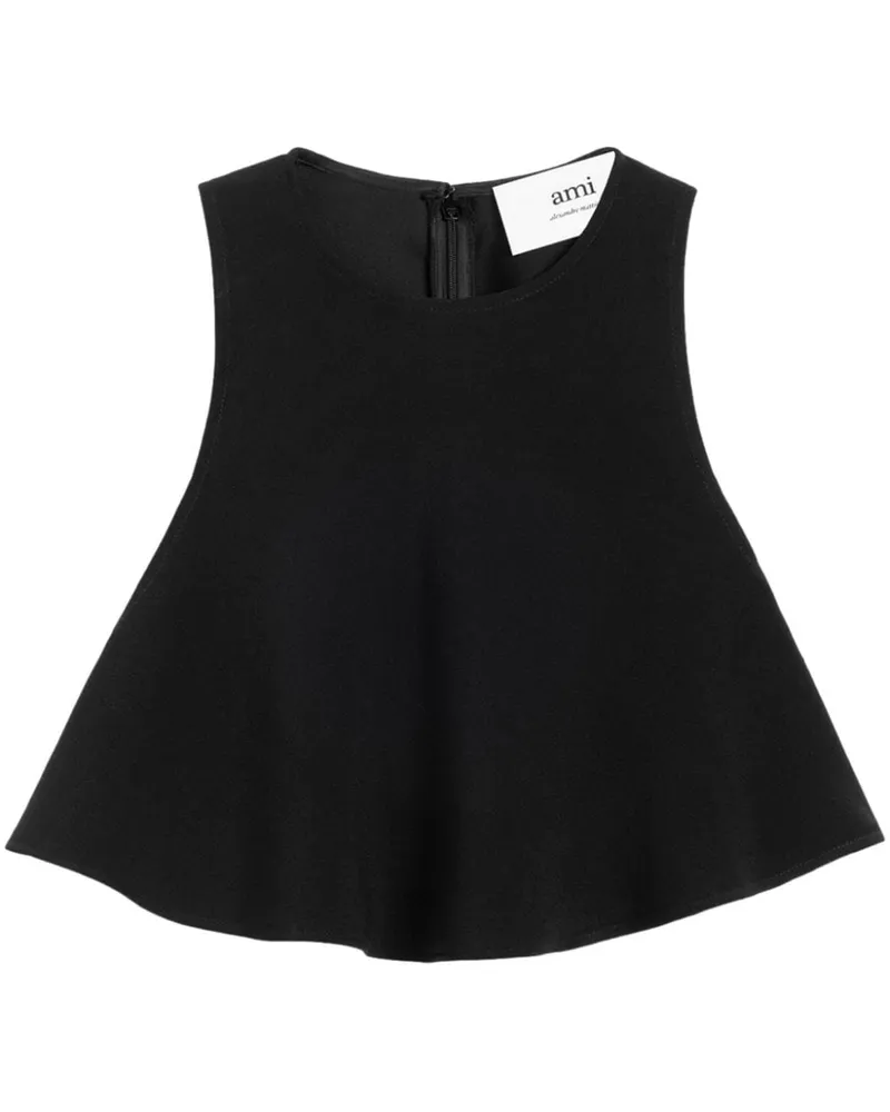 AMI Paris Ausgestellte Cropped-Bluse - Schwarz Schwarz