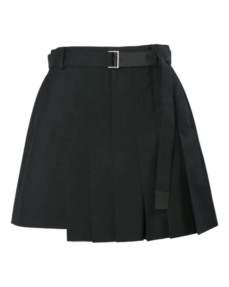 Sacai asymmetric pleated shorts - Schwarz Schwarz