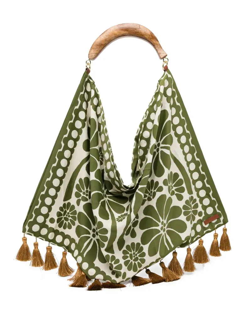 FARM Rio floral-print tassel tote bag - Grün Grün