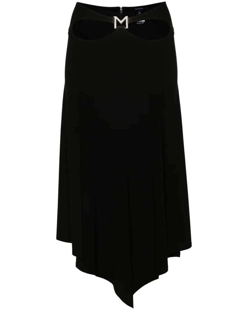 Thierry Mugler Midirock mit Logo-Schild - Schwarz Schwarz