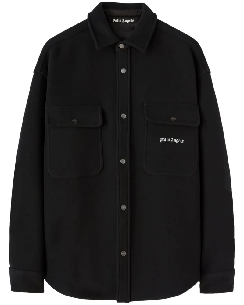 Palm Angels Hemdjacke mit Logo-Stickerei - Schwarz Schwarz