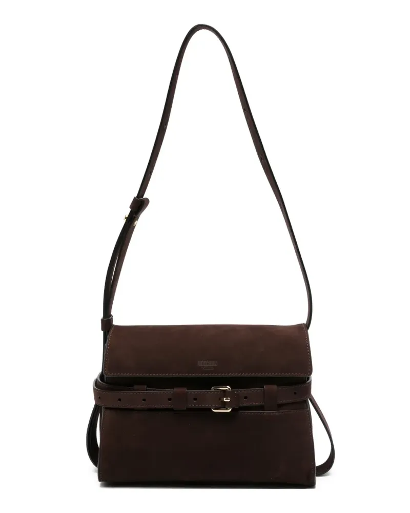 Moschino buckle suede cross body bag - Braun Braun