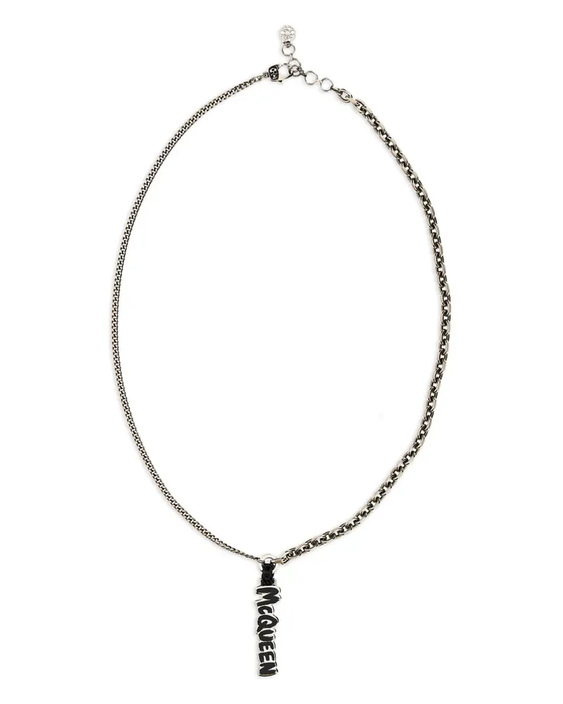 Alexander McQueen Halskette mit Logo-Anhänger - Silber Silber