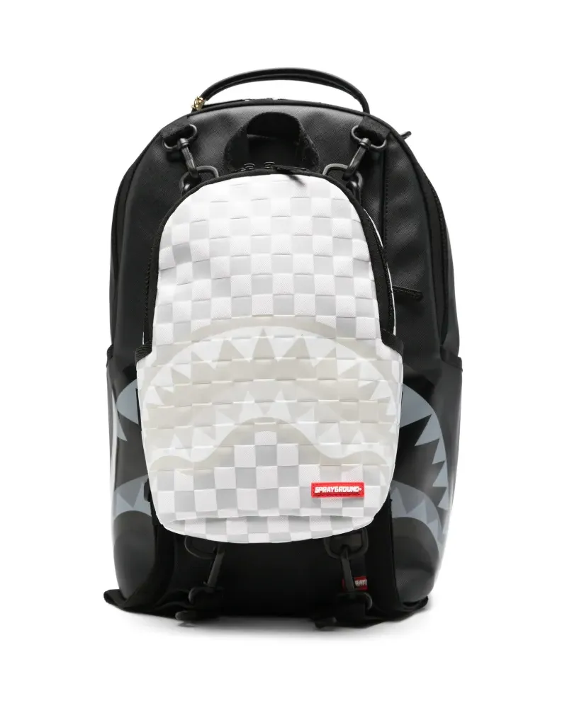 Sprayground Karierter Shark Mouth Rucksack - Schwarz Schwarz