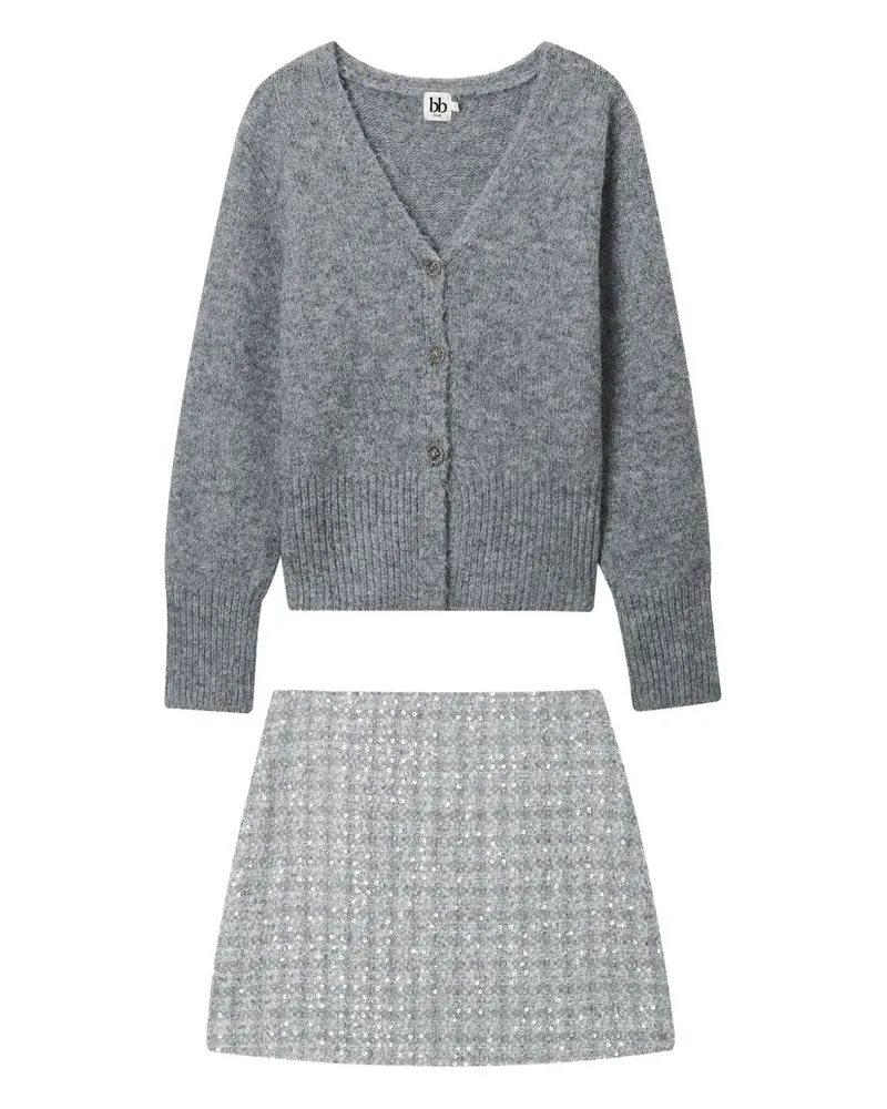 b+ab Geknöpfter Rock - Grau Grau
