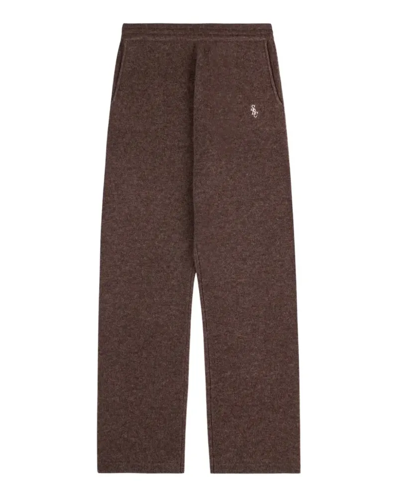 SPORTY & RICH Hose mit Logo-Stickerei - Braun Braun