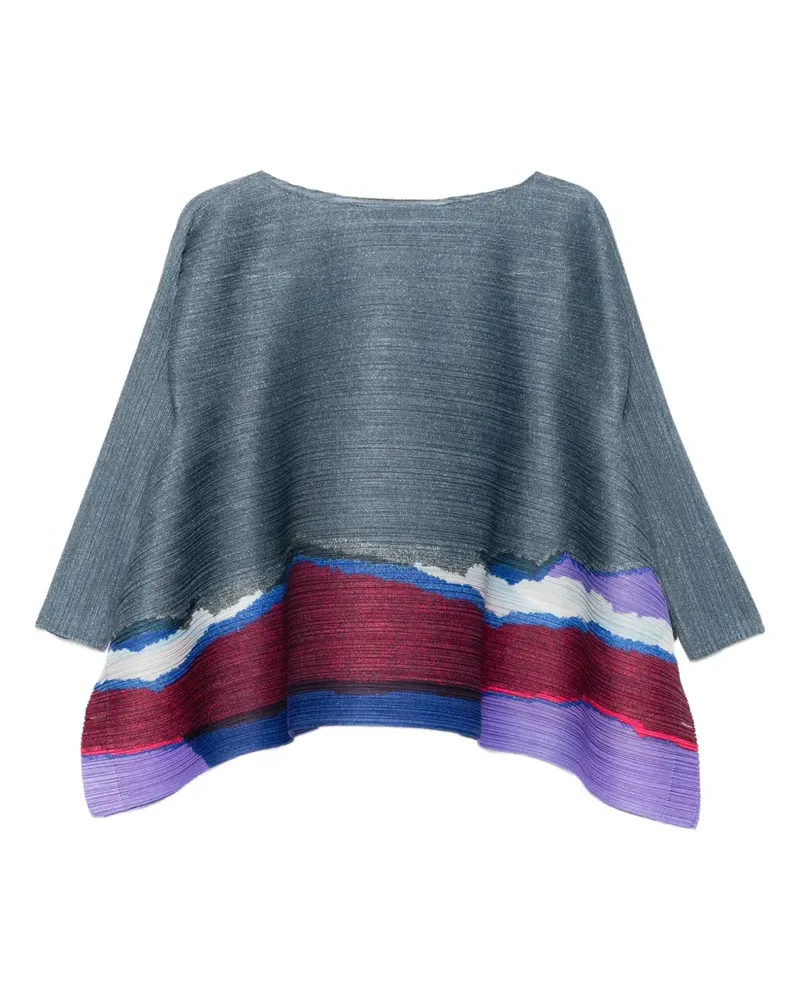 Issey Miyake Top mit abstraktem Print - Blau Blau