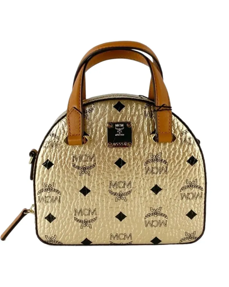 MCM mini Visetos half-moon tote bag - Gold Gold