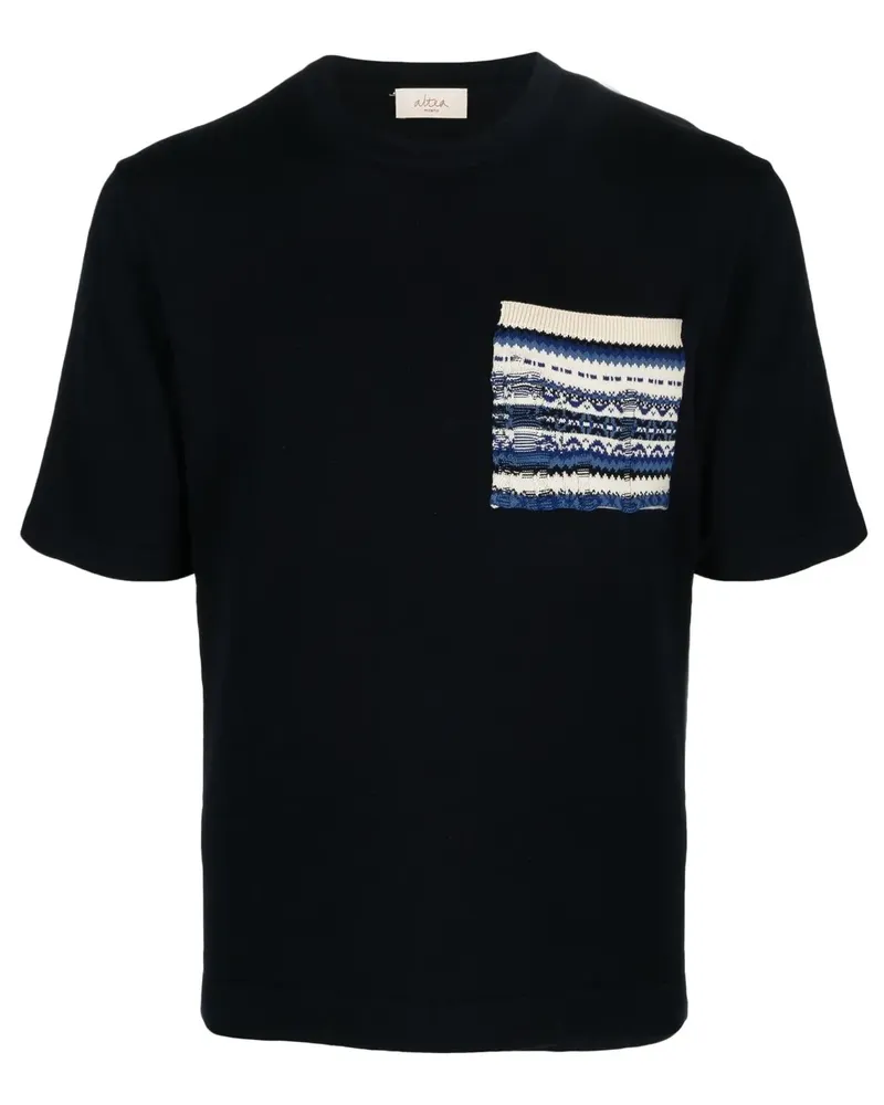 Altea T-Shirt mit gestrickter Brusttasche - Blau Blau