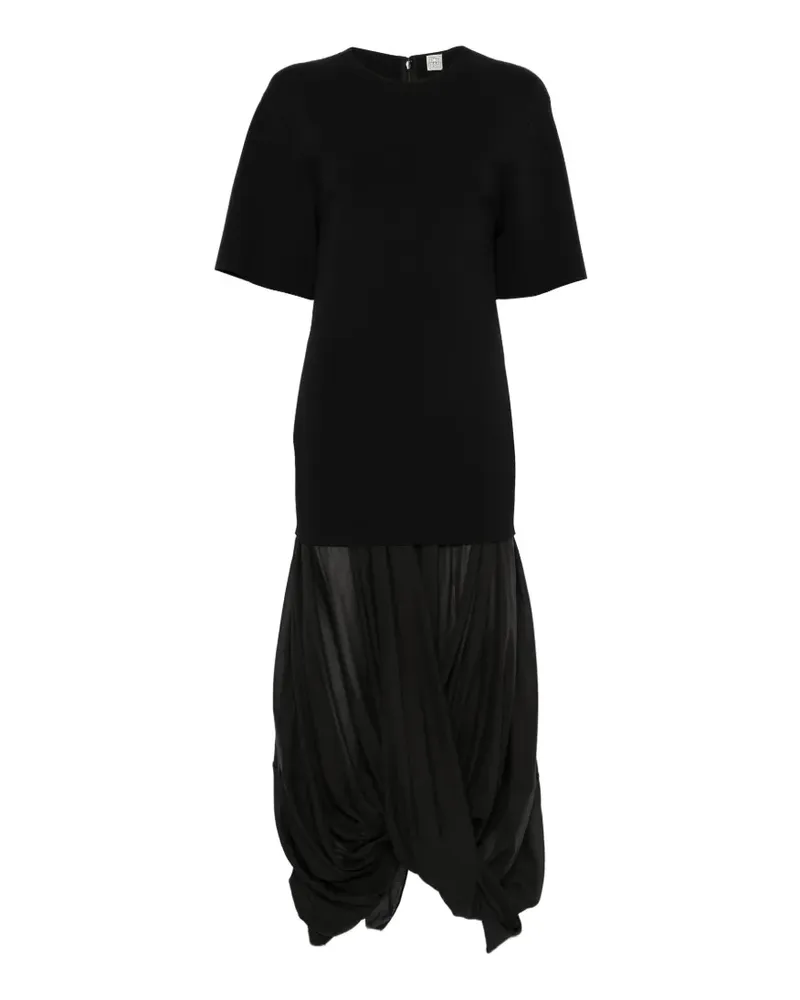 Totême Midikleid mit kurzen Ärmeln - Schwarz Schwarz