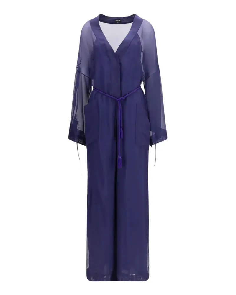 Giorgio Armani belted V-neck jumpsuit - Blau Blau