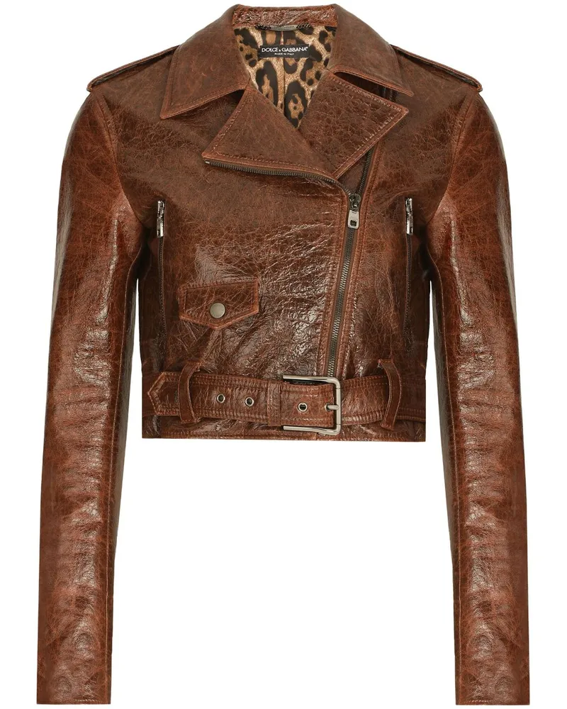 Dolce & Gabbana Cropped-Bikerjacke - Braun Braun
