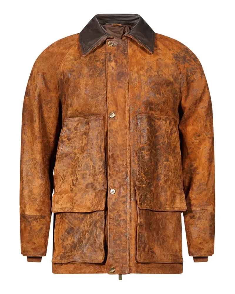 Salvatore Santoro distressed-effect leather coat - Braun Braun