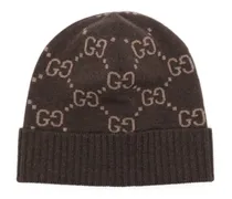 Beanie aus Kaschmir mit GG-Jacquard - Braun