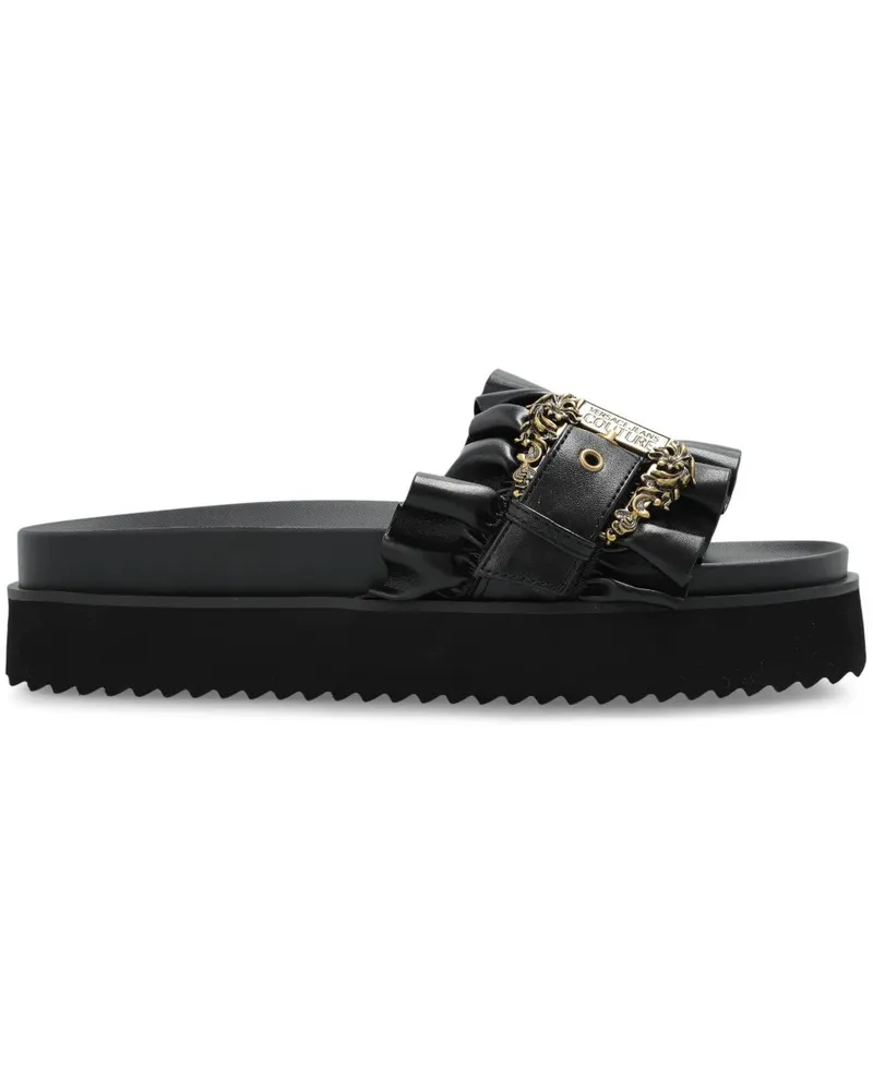 Versace Jeans Pantoletten mit Logo-Gravur - Schwarz Schwarz