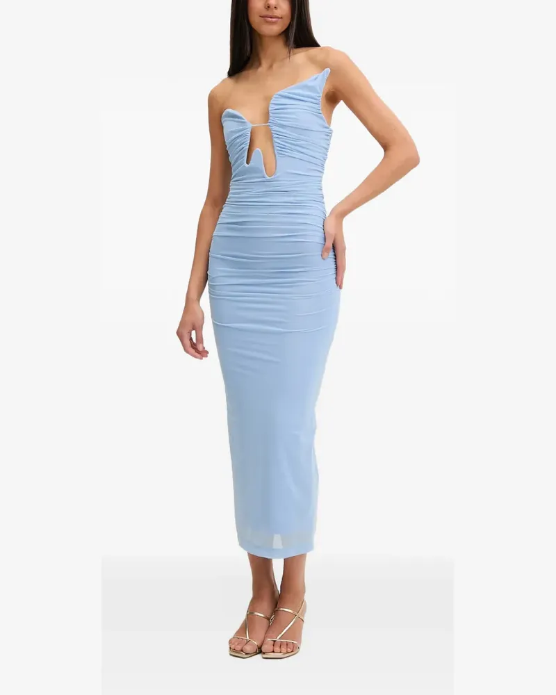 Bardot Gerafftes Julane Midikleid mit Cut-Out - Blau Blau