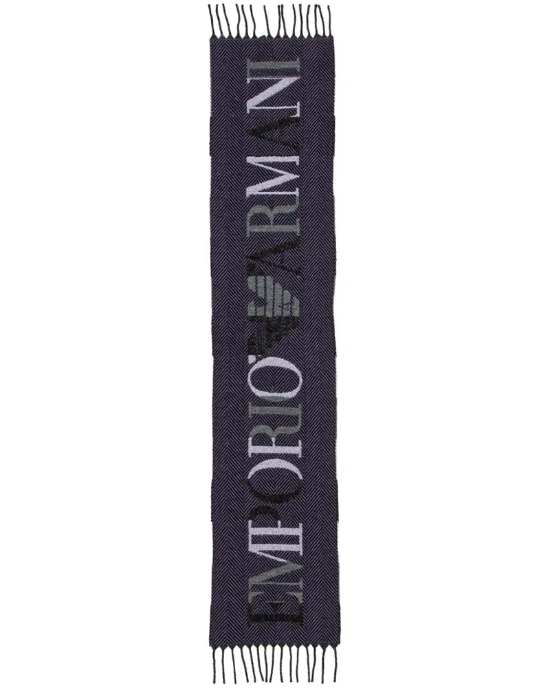 Emporio Armani Schal mit Intarsien-Logo - Grau Grau