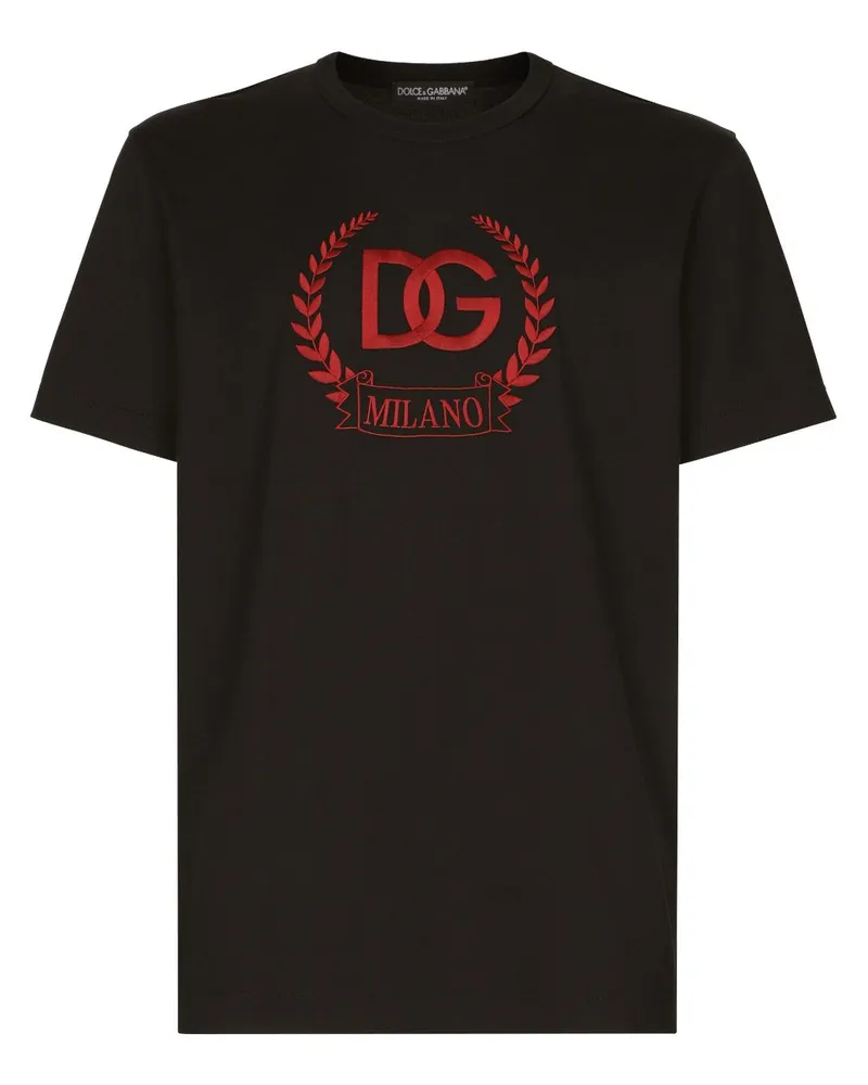 Dolce & Gabbana T-Shirt mit Logo-Stickerei - Schwarz Schwarz