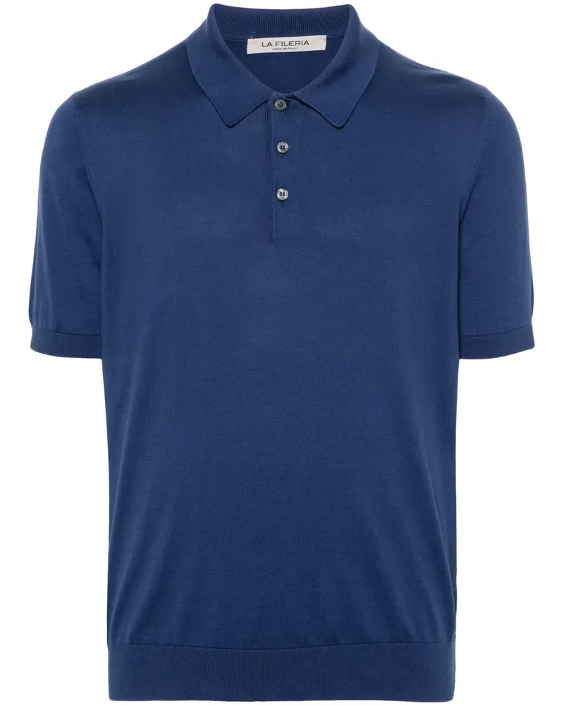 La Fileria Gestricktes Poloshirt - Blau Blau