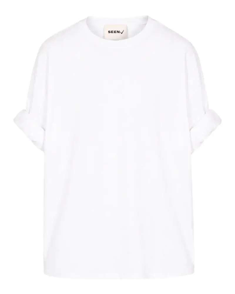 Seen Users Undersleeve T-Shirt mit rundem Ausschnitt - Weiß Weiß