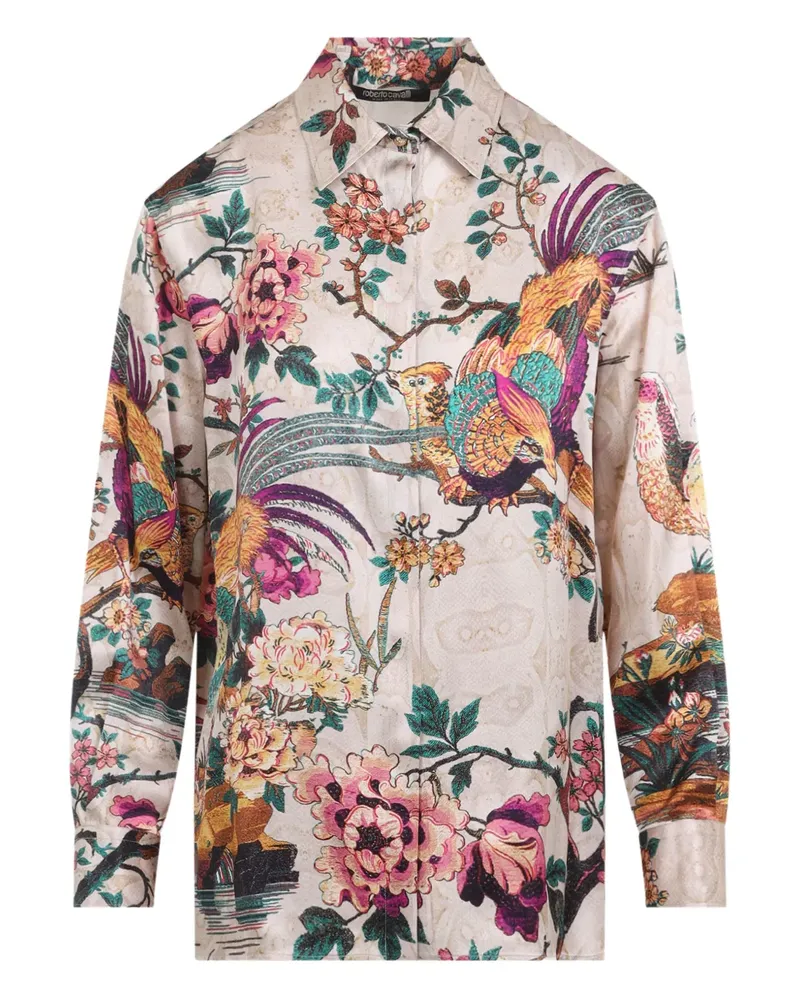 Roberto Cavalli Hemd mit Blumen-Print - Nude Nude