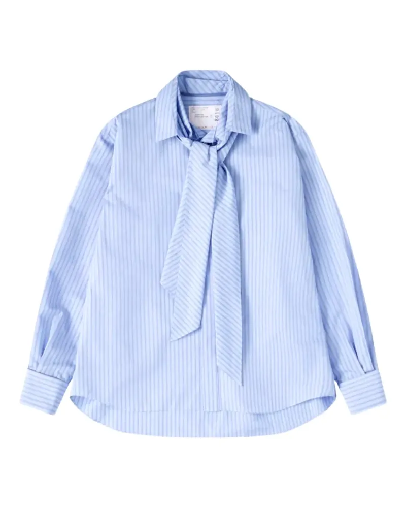 Sacai Gestreiftes Hemd aus Popeline - Blau Blau