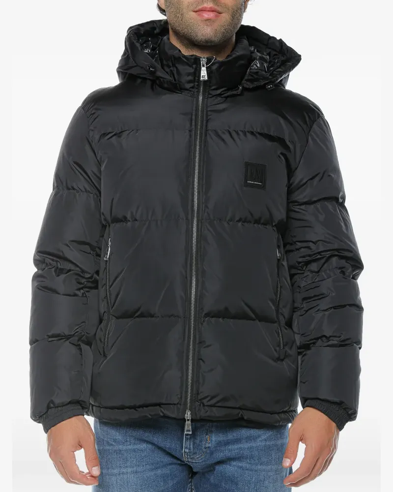 Armani Exchange logo-patch padded jacket - Schwarz Schwarz