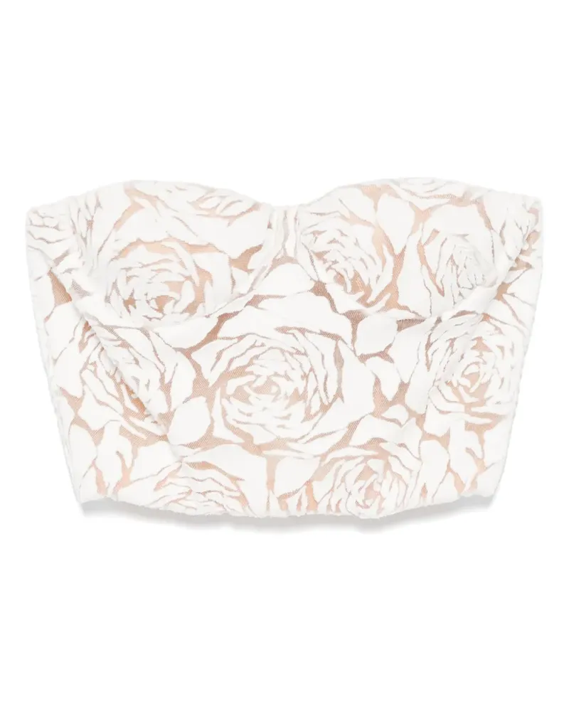 Ermanno Scervino Cropped-Oberteil mit Blumenmotiv - Weiß Weiß