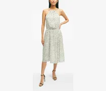 Neckholder-Midikleid mit Punkte-Print - Weiß