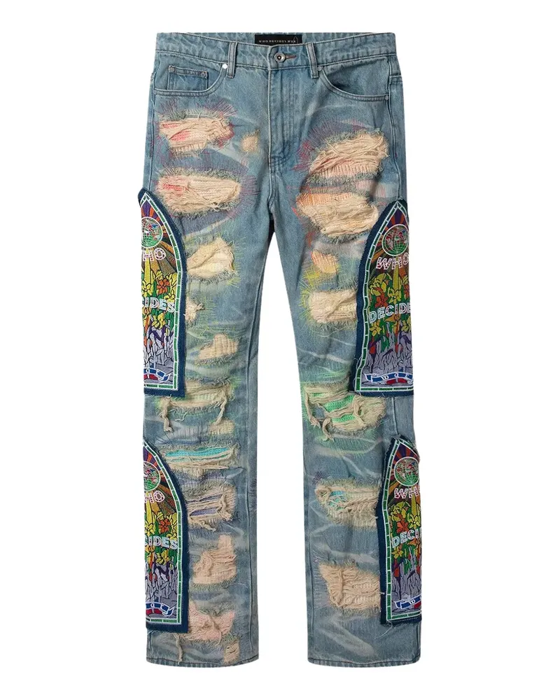 WHO DECIDES WAR Fusion distressed-finish jeans - Blau Blau