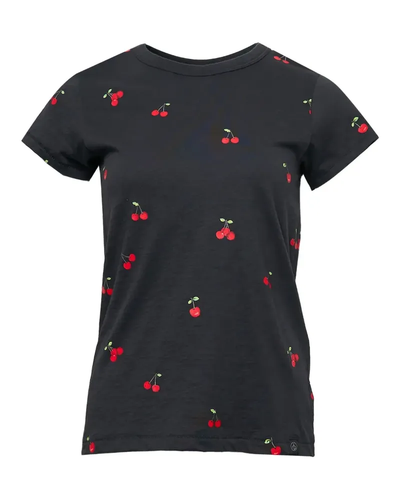 Rag & Bone cherry-print slub-texture t-shirt - Schwarz Schwarz