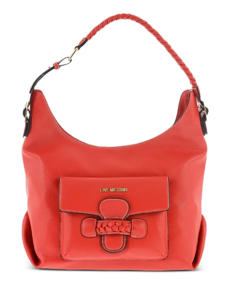 Moschino Beuteltasche mit Flechtriemen - Rot Rot