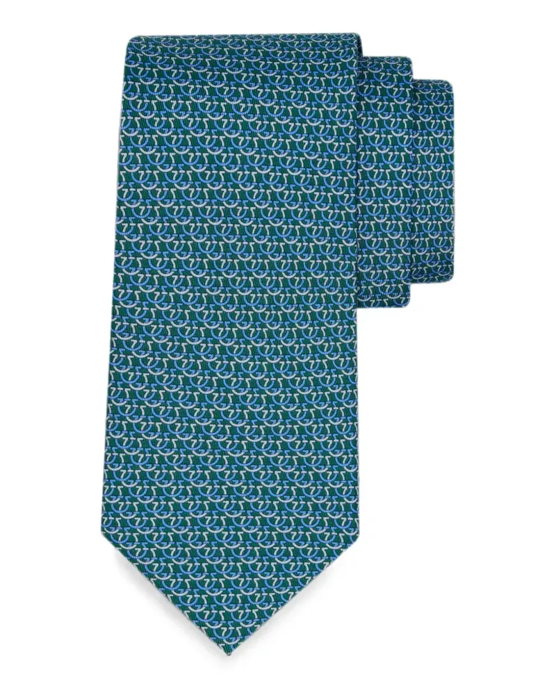 Ferragamo Gancini links print silk tie - Grün Grün