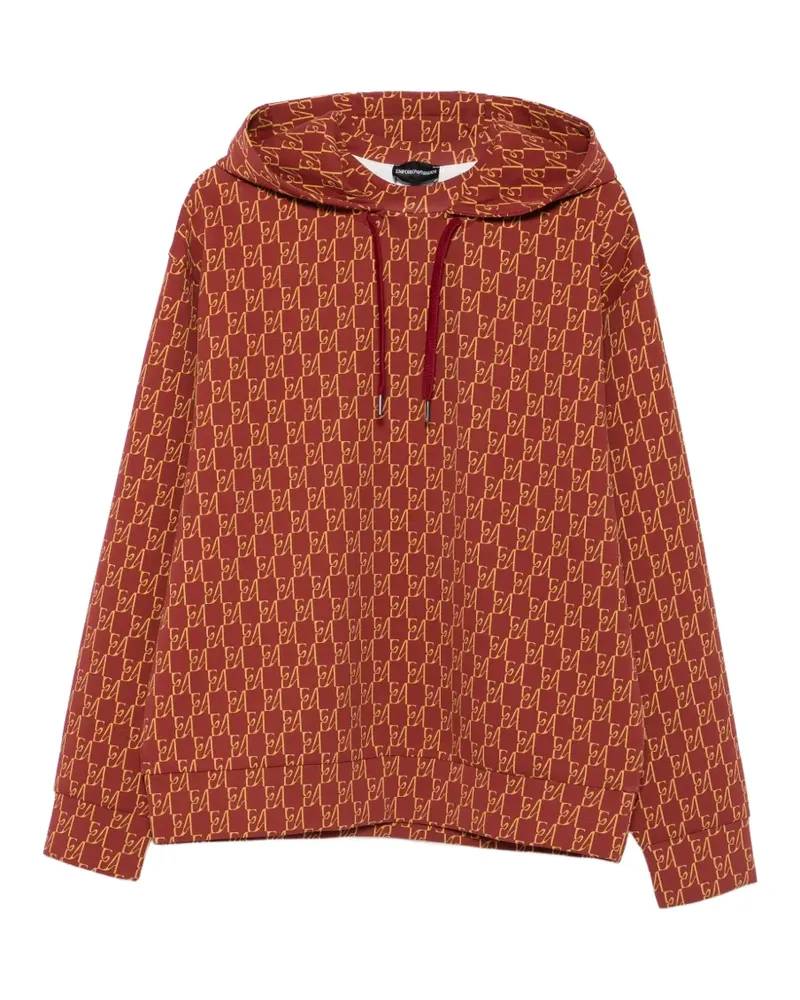 Emporio Armani monogram-pattern hoodie - Rot Rot