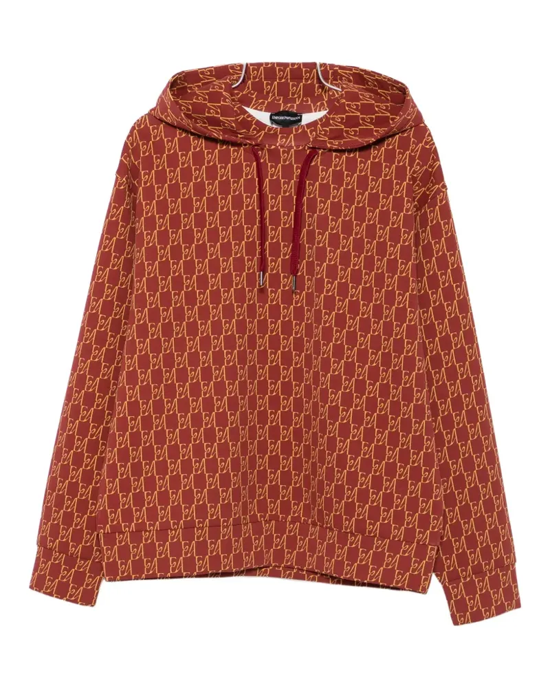 Emporio Armani monogram-pattern hoodie - Rot Rot