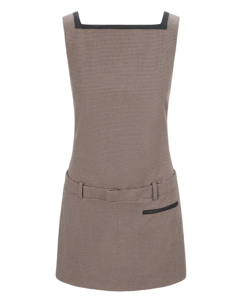 STAUD Kariertes Minikleid mit eingefasster Tasche - Braun Braun