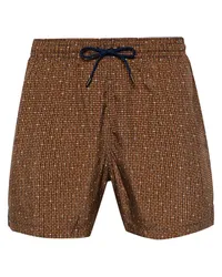 Canali Badeshorts mit geometrischem Muster Braun