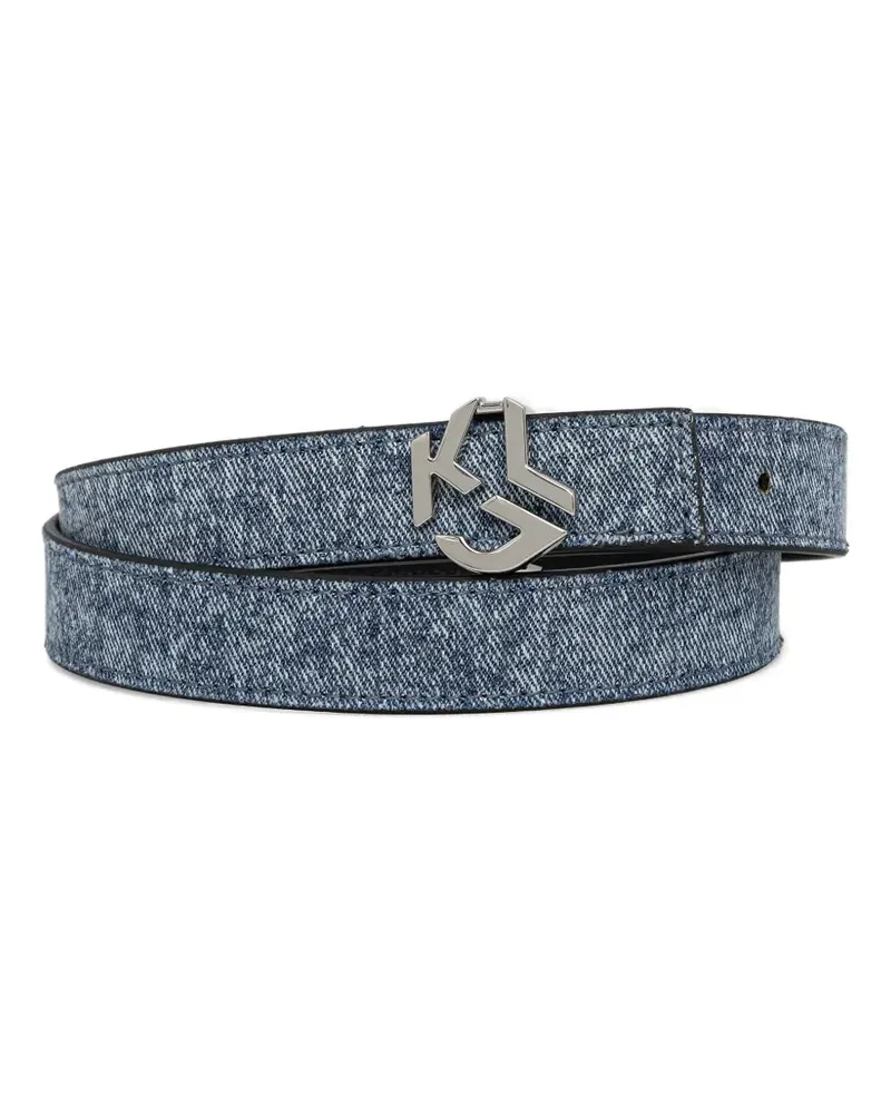 Karl Lagerfeld monogram-buckle denim belt - Blau Blau