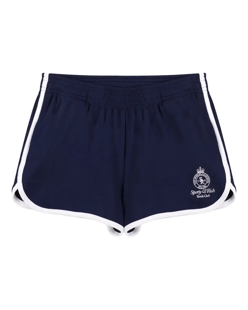 SPORTY & RICH Shorts mit Logo-Stickerei - Blau Blau