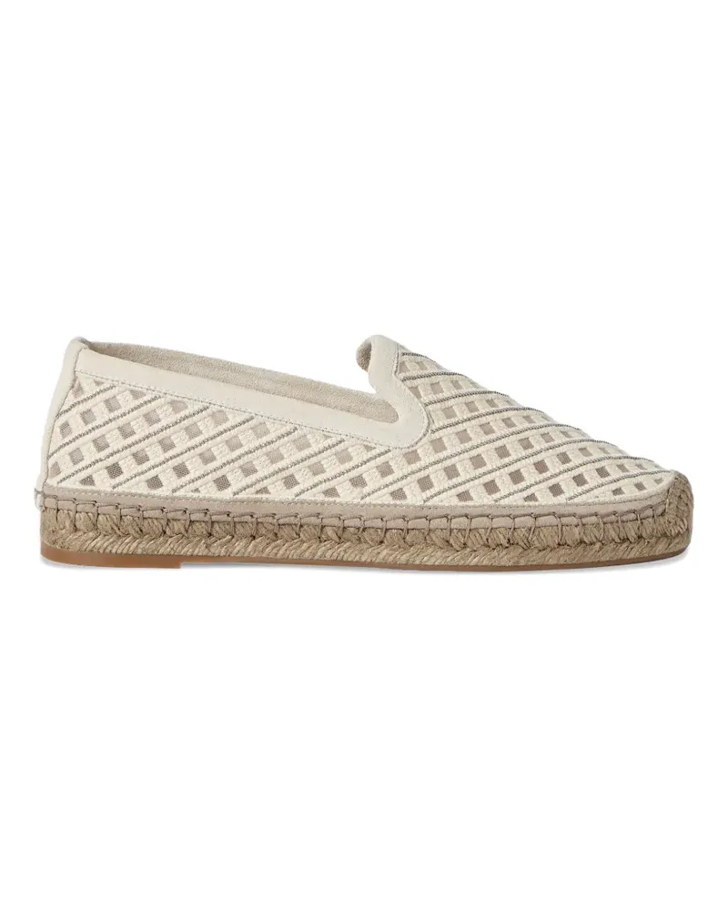 Brunello Cucinelli Eckige Espadrilles aus Baumwolle und Wildleder - Nude Nude