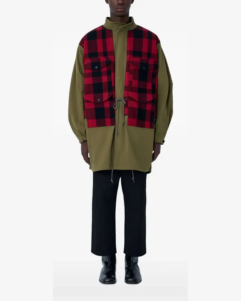 Junya Watanabe check-panel tailored coat - Grün Grün