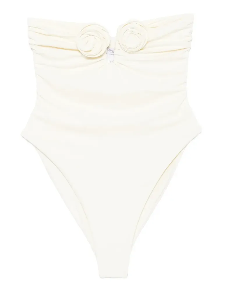La Reveche Alya floral-appliqué swimsuit - Nude Nude