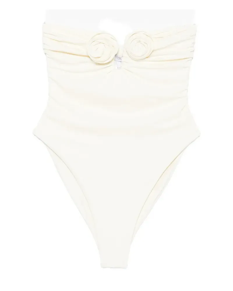 La Reveche Alya floral-appliqué swimsuit - Nude Nude