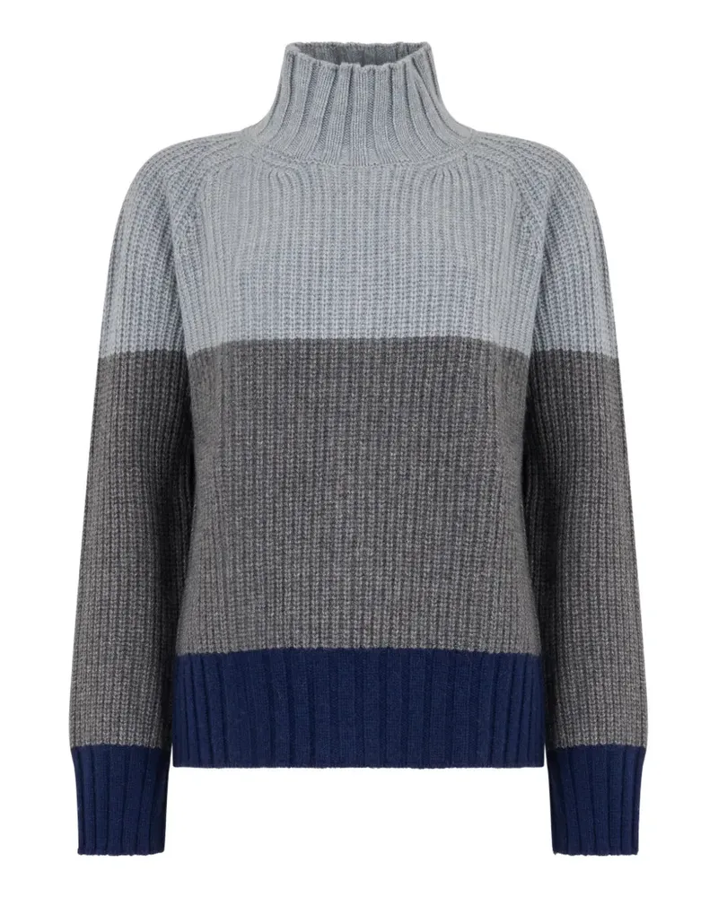 MOORER Gerippter Amela-Tcl Pullover in Colour-Block-Optik - Grau Grau