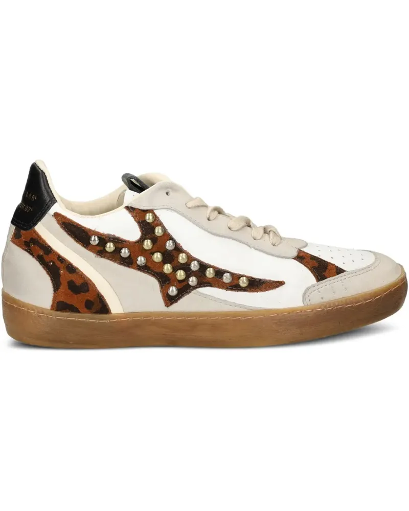 A.S.98 Nieten-Sneakers mit Animal-Print - Weiß Weiß