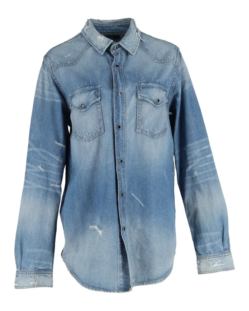 Amiri Jeanshemd im Distressed-Look - Blau Blau