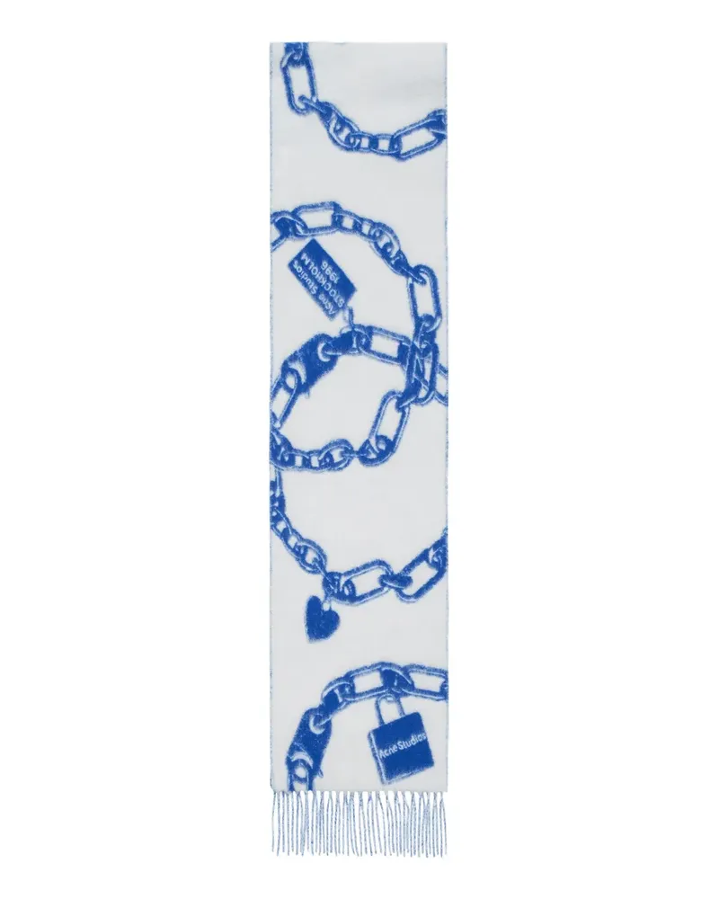 Acne Studios chain heart print scarf - Weiß Weiß
