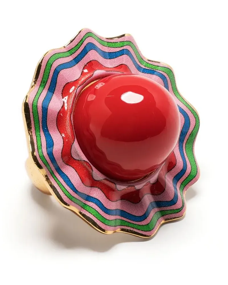 Moschino Klassischer Cocktailring - Rot Rot